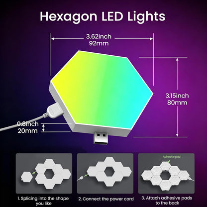 12 Pack Hexagon Lights Wall RGB Panel - Led Lights Gifts for Men Birthday Room Decor Lamp for Bedroom Gaming Equipment Gamer Supps Honeycomb Shape Panels Hexagon Gaming Lights