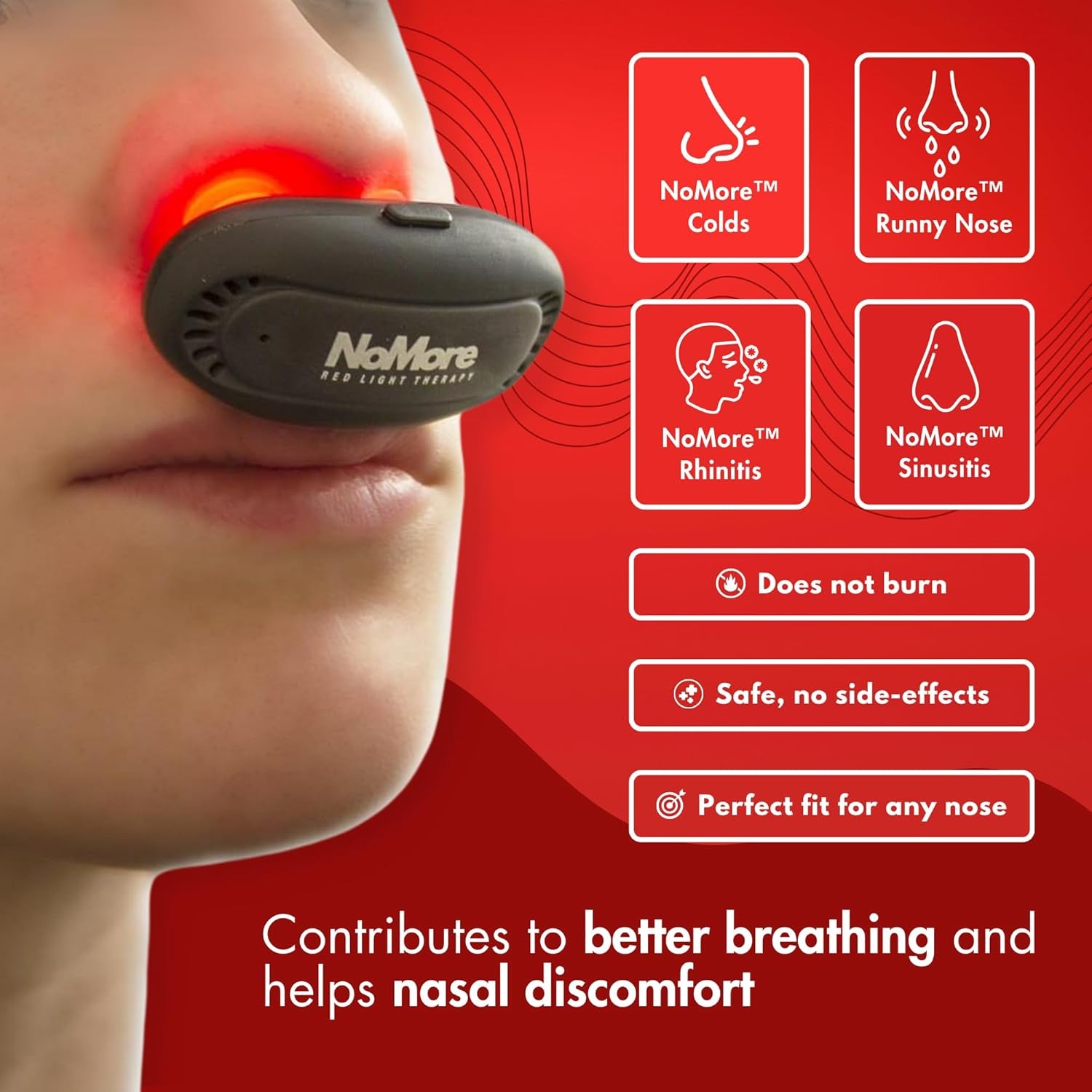 Original  Red Light Therapy for Nose – LED Nasal Device for Dry Nose & Sinus Comfort, No More Colds, Usb-Rechargeable Light Therapy