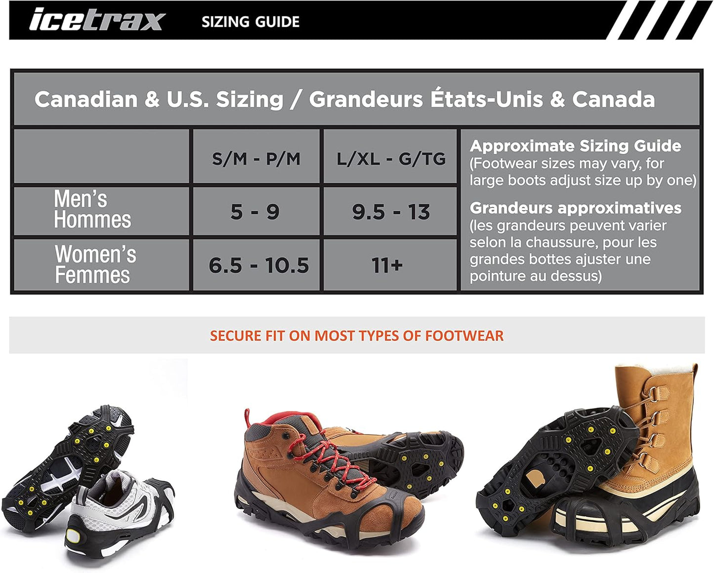 V3 Tungsten Winter Ice Grips for Shoes and Boots - Ice Cleats for Snow and Ice, Stayon Toe, Reflective Heel