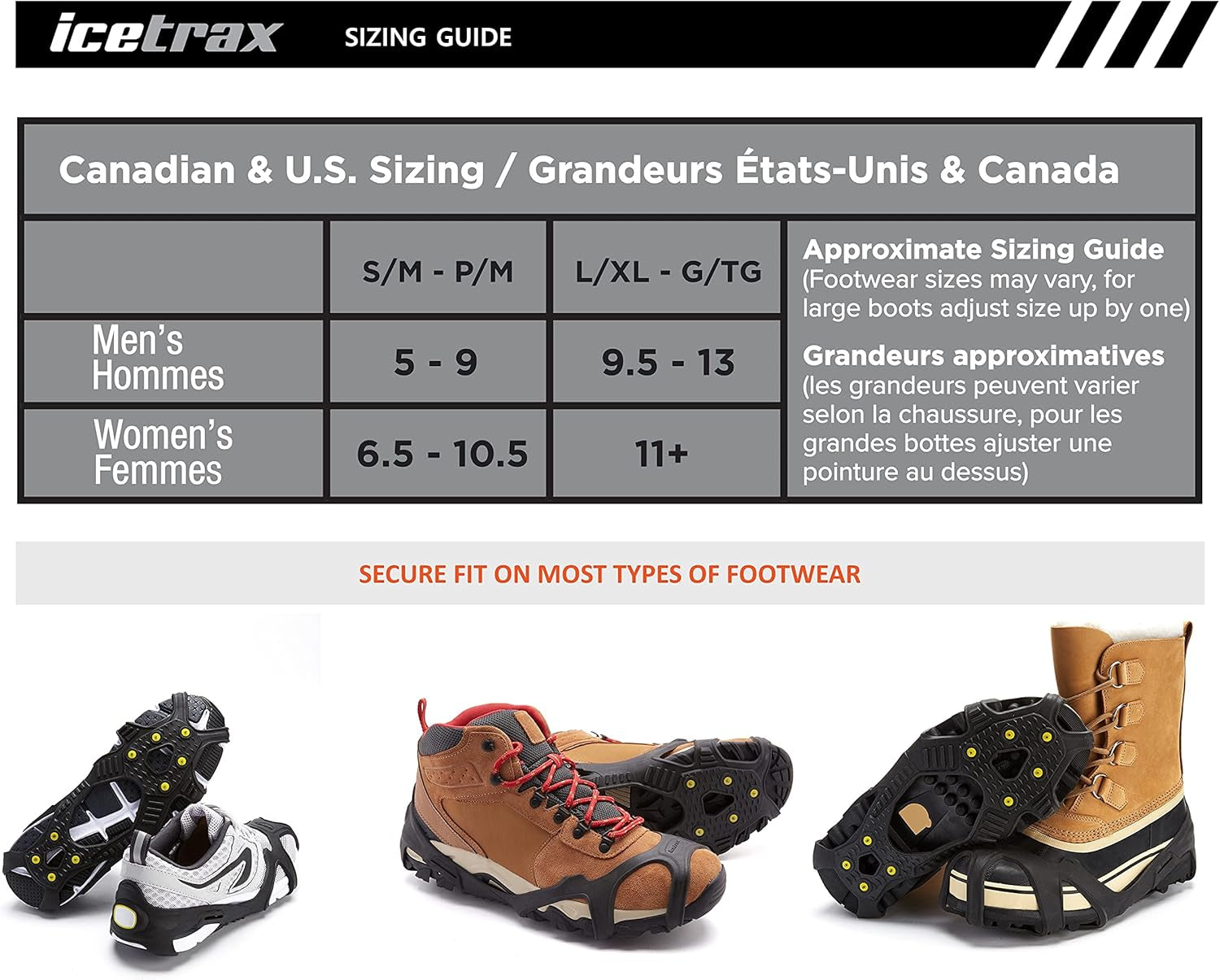 V3 Tungsten Winter Ice Grips for Shoes and Boots - Ice Cleats for Snow and Ice, Stayon Toe, Reflective Heel