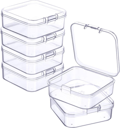 6 Pieces Mini Plastic Clear Beads Storage Containers Box for Collecting Small Items, Beads, Jewelry, Business Cards, Game Pieces, Crafts (4.45 X 3.3 X 1.18 Inch)