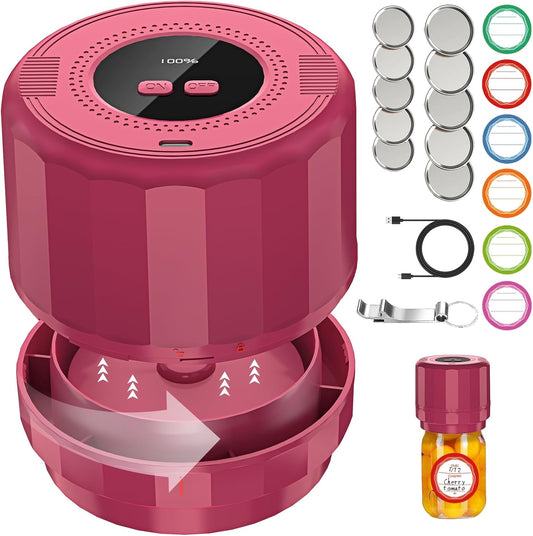 M11 Mason Jar Vacuum Sealer - Electric Jar Vacuum Sealer for Canning Jars Kit with Wide and Regular Mouth Mason Lids, Vacuum Sealing Machine for Food Storage