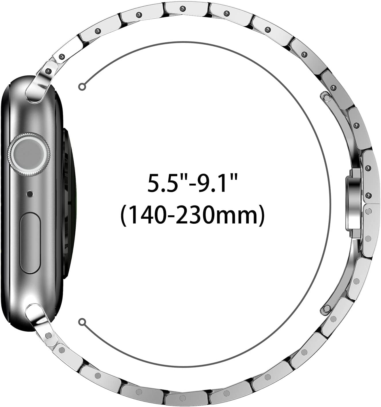Stainless Steel Band Apple Watch Ultra 49Mm 45Mm 44Mm 42Mm 38Mm 40Mm 41Mm, Metal Strap Folding Clasp Series 8 7 6 5 4 3 2 1 SE Men (Silver, 42Mm), 42Mm/44Mm/45Mm/Ultra