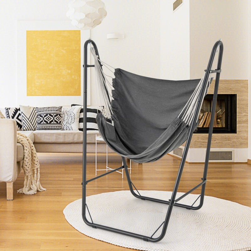 Heavy-Duty Metal Frame Hammock Chair with Side Pocket