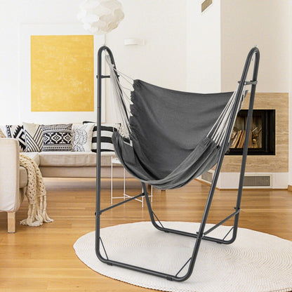 Heavy-Duty Metal Frame Hammock Chair with Side Pocket