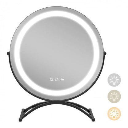 Round LED Vanity Mirror with Three Color Temperature Settings and Adjustable Brightness -16-Inch