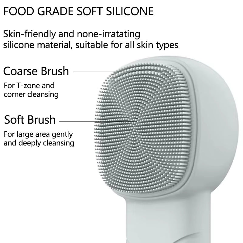 6-in-1 Sonic Facial Cleansing Brush – Heated & Cooling Silicone Face Massager, Waterproof Deep Pore Cleanser