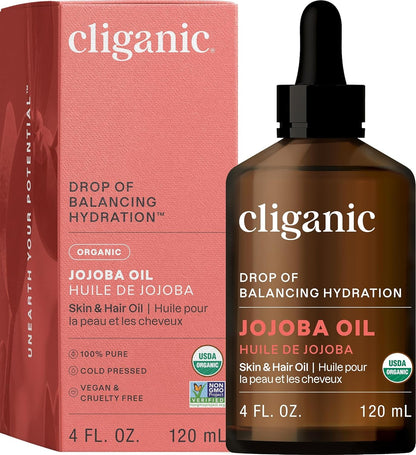 USDA Organic Jojoba Oil - 100% Pure Cold Pressed Unrefined Hexane-Free Oil for Hair, Face, Nails & Cuticles - 120ml - Certified Organic Carrier Oil - 90-Day Warranty