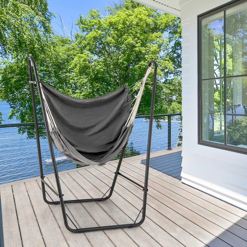 Heavy-Duty Metal Frame Hammock Chair with Side Pocket
