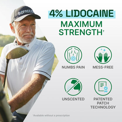 Ultraflex Lidocaine Patches Maximum Strength, Flexible Pain Relief Patch for Lower Back, Lidocaine Patch for Neck, Knee, Shoulder, 4 Large Pain Patches