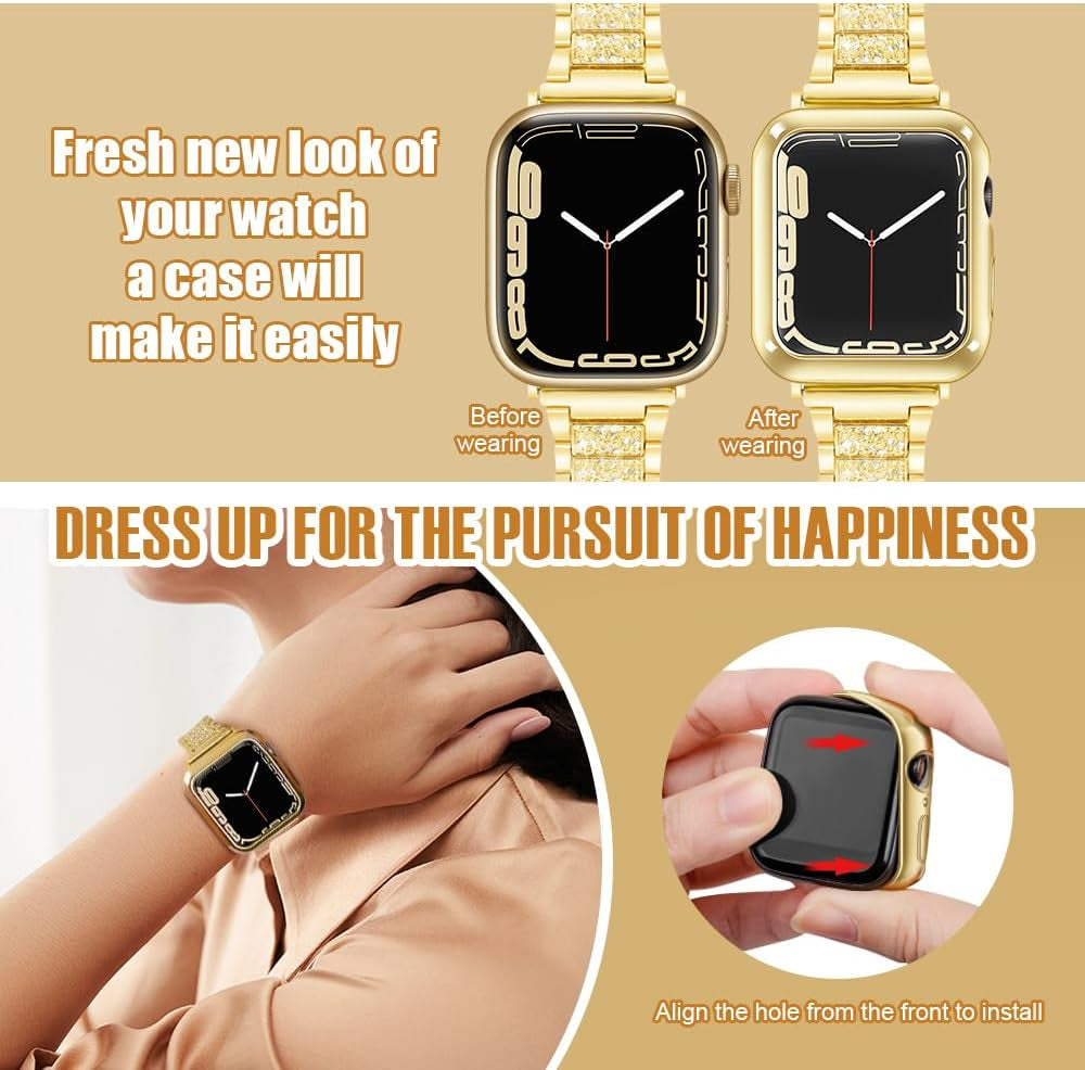 Scratch-Resistant Soft Flexible TPU Lightweight Iwatch Case Protective Protector Bumper Compatible Apple Watch Series 5 Series 4 Series 3 Series 2 Series 1 (Gold, 40Mm)