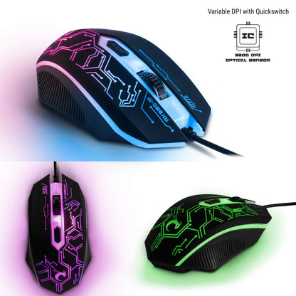 Gaming Keyboard and Mouse and Mouse Pad and Gaming Headset, Wired LED RGB Backlight Bundle for PC Gamers and Xbox and PS4 Users - 4 in 1 Edition Hornet RX-250