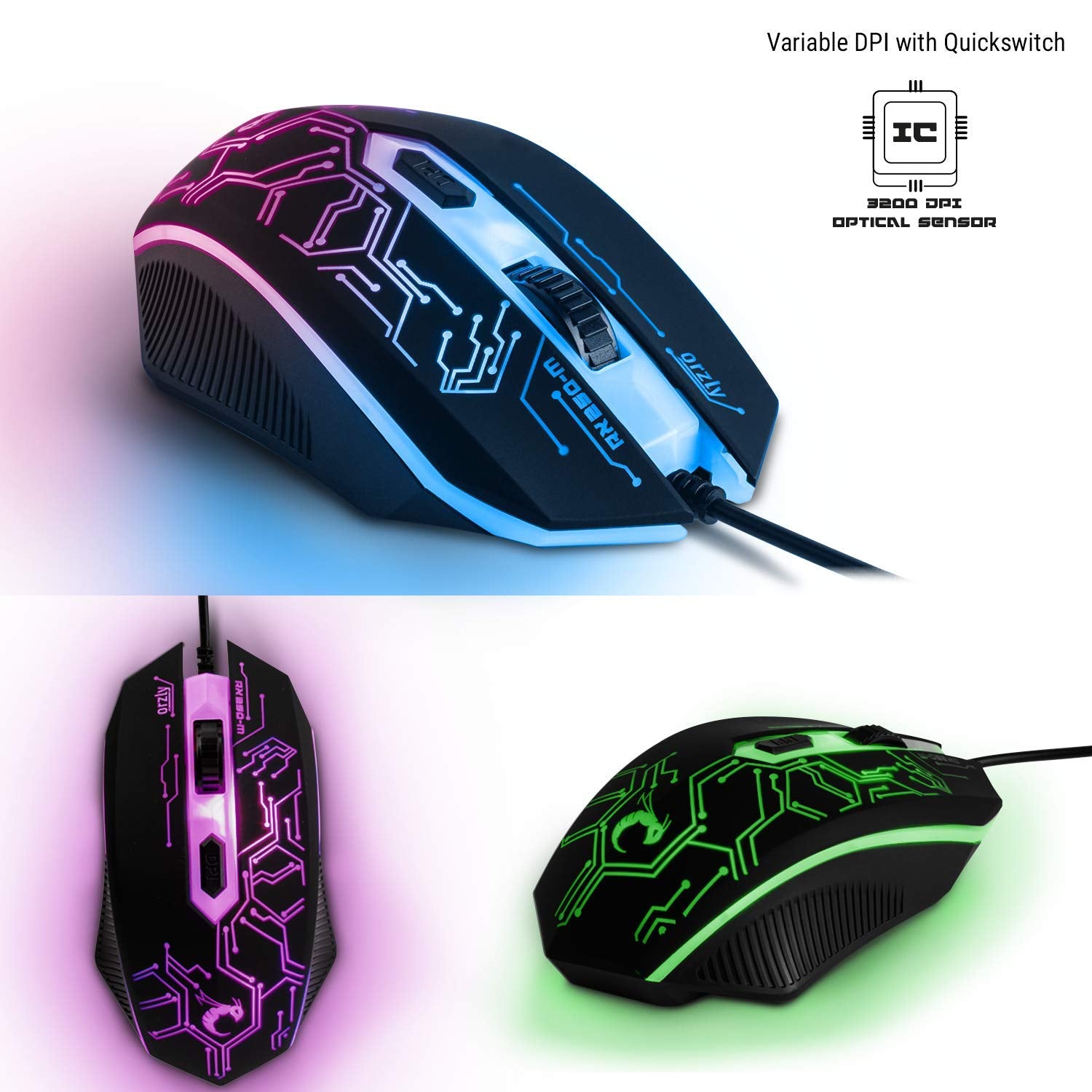 Gaming Keyboard and Mouse and Gaming Headset & Mouse Pad, Wired LED RGB Backlight Bundle for PC Gamers Users - 4 in 1 White Edition Hornet RX-250