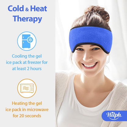 Headache Ice Pack Migraine Ice Head Wrap, Reusable Relief Headband Stress Relief (Blue)