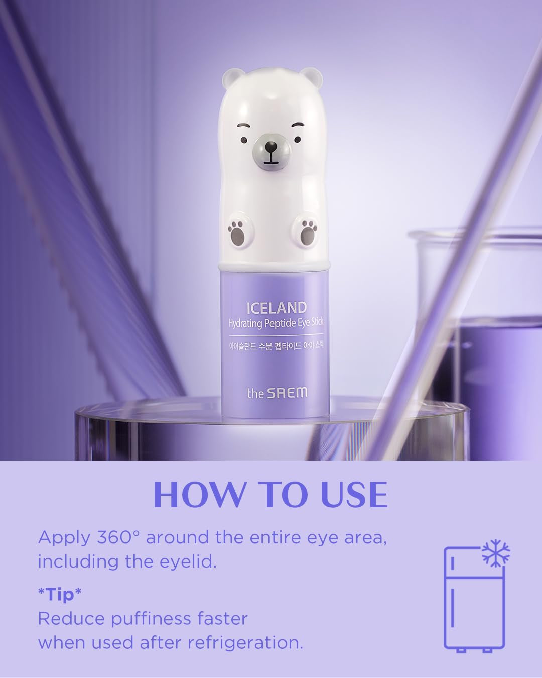Iceland Hydrating Peptide Eye Stick 0.24Oz - Elasticity, Cooling, Moisturizing Eye Balm for Loose Skin – under Eye Treatment - Balm to Smooth Skin Texture - Daisy Flower Scent