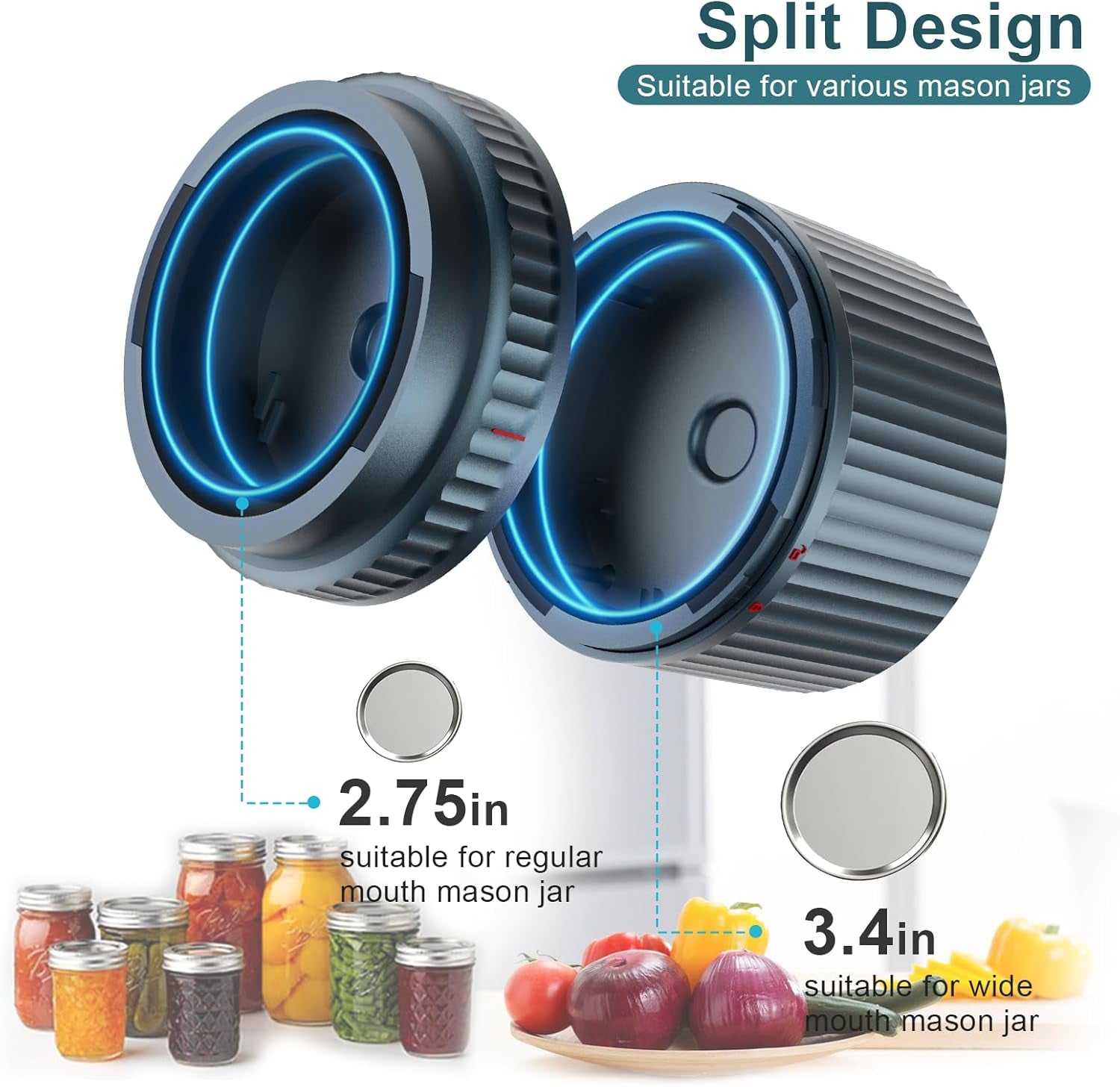 Smart Electric Vacuum Sealer for Mason Jar - Wide and Regular Mouth Canning Jars - Portable Food Storage Solution