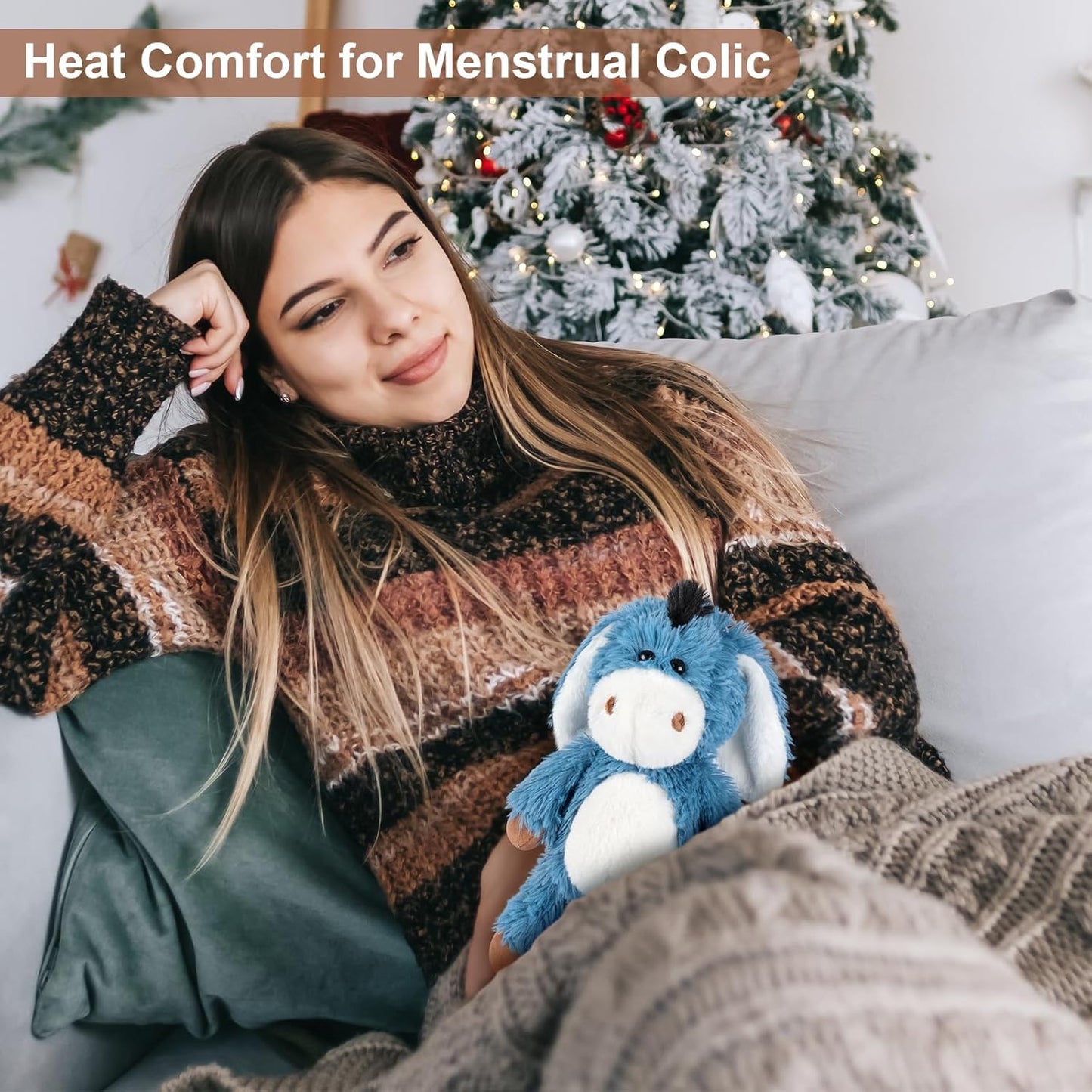 Heatable and Coolable Donkey Stuffed Animals, Microwavable Stuffed Animal Heating Pads for Soothing, Lavender Scent Donkey Plush for Discomfort, Plushies Gift for Kids & Aldults