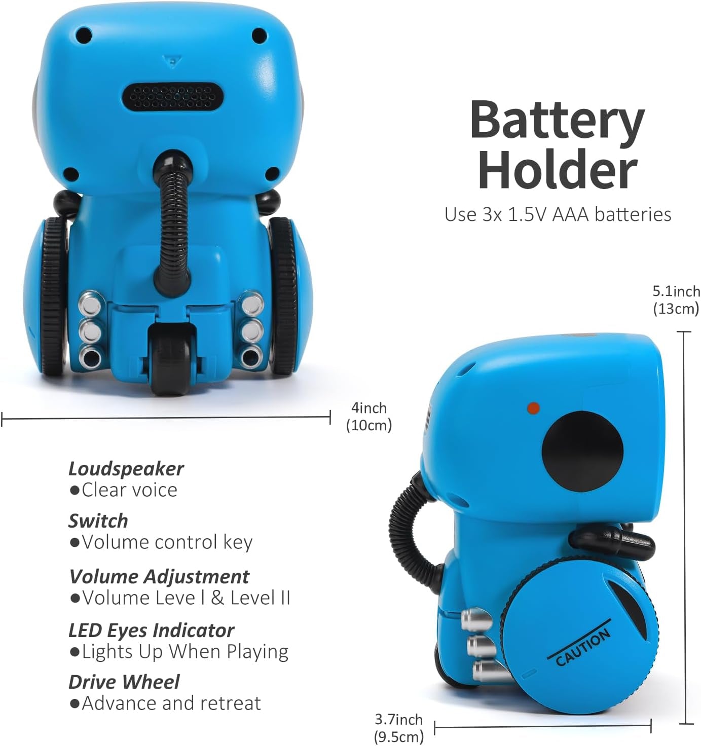 Robot Toy, Interactive Smart Robot Toys, Robots for Kids with Voice Control, Touch Sensor, Singing, Dancing, Recording and Repeat, Birthday Gifts for Girls Ages 3+ Years (Blue)