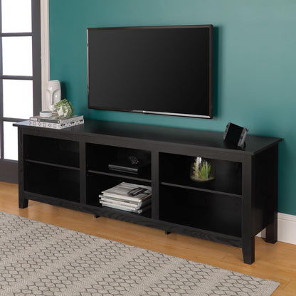 70in Walker Edison TV Console 6 Cubby Storage Stand Charcoal