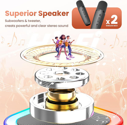 Mini Karaoke Machine for Kids Adults, Portable Bluetooth Speaker with 2 Wireless Microphones,Toys Birthday Gifts for Girls Ages 4, 5, 6, 7, 8,9,10,11,12+ Years Old Toddler Teens (Lightpink)