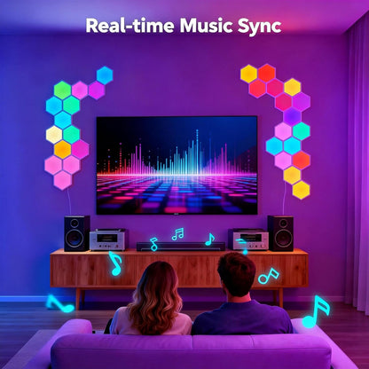12 Pack Hexagon Lights Wall RGB Panel - Led Lights Gifts for Men Birthday Room Decor Lamp for Bedroom Gaming Equipment Gamer Supps Honeycomb Shape Panels Hexagon Gaming Lights