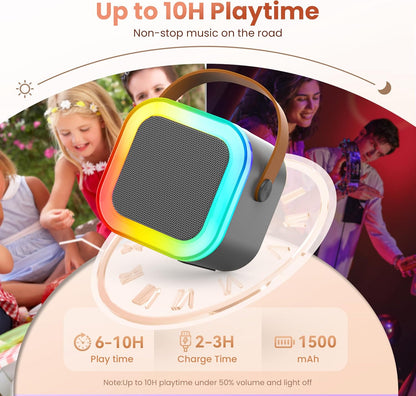 Mini Karaoke Machine for Kids Adults, Portable Bluetooth Speaker with 2 Wireless Microphones,Toys Birthday Gifts for Girls Ages 4, 5, 6, 7, 8,9,10,11,12+ Years Old Toddler Teens (Lightpink)