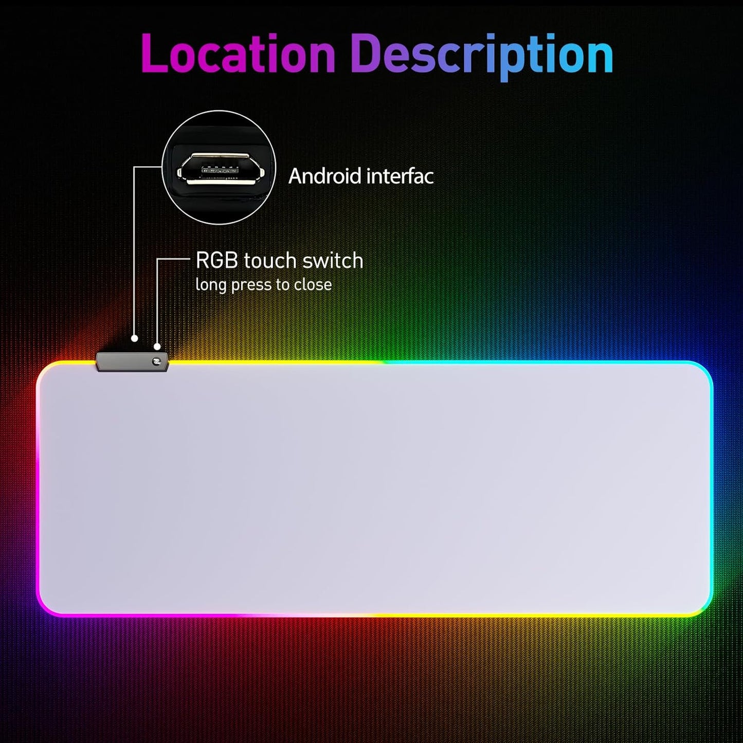 RGB Mousepad Led Mouse Pad, Large Mouse Pad,Led and Big Mouse Mat(White)