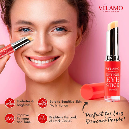 Retinol Eye Stick: Renewing & Firming under Eye Balm for Dark Circles, Puffiness, Fine Lines & Wrinkles - Travel Essentials, Portable & Perfect for On-The-Go Use, 0.1 Oz/3G