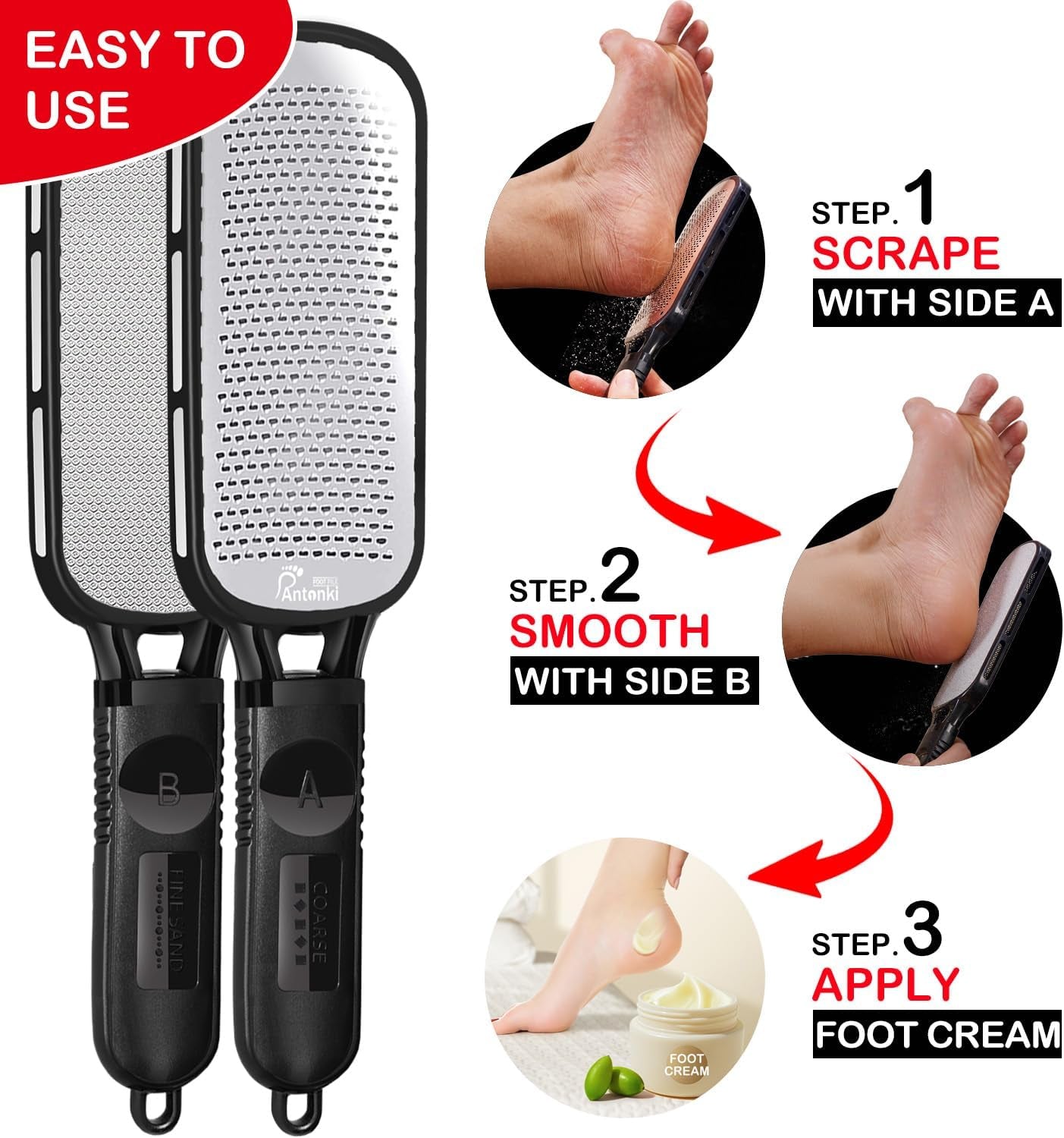 Stainless Steel Professional Foot File and Callus Remover for Effective Dead Skin, Cracked Heel, and Corn Treatment