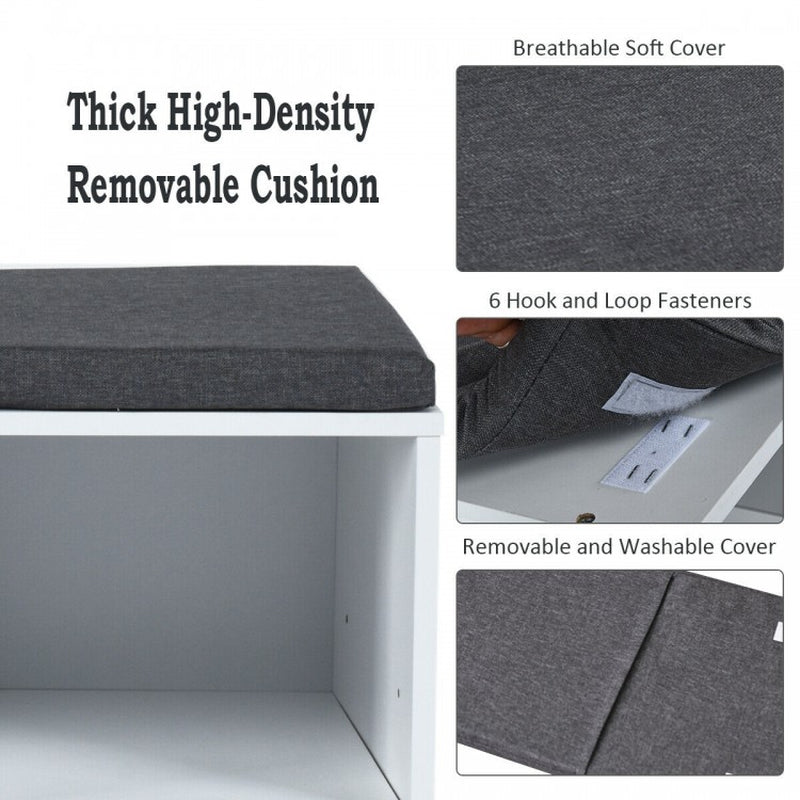 10-Cube Shoe Storage Bench with Cushion for Entryway Organization