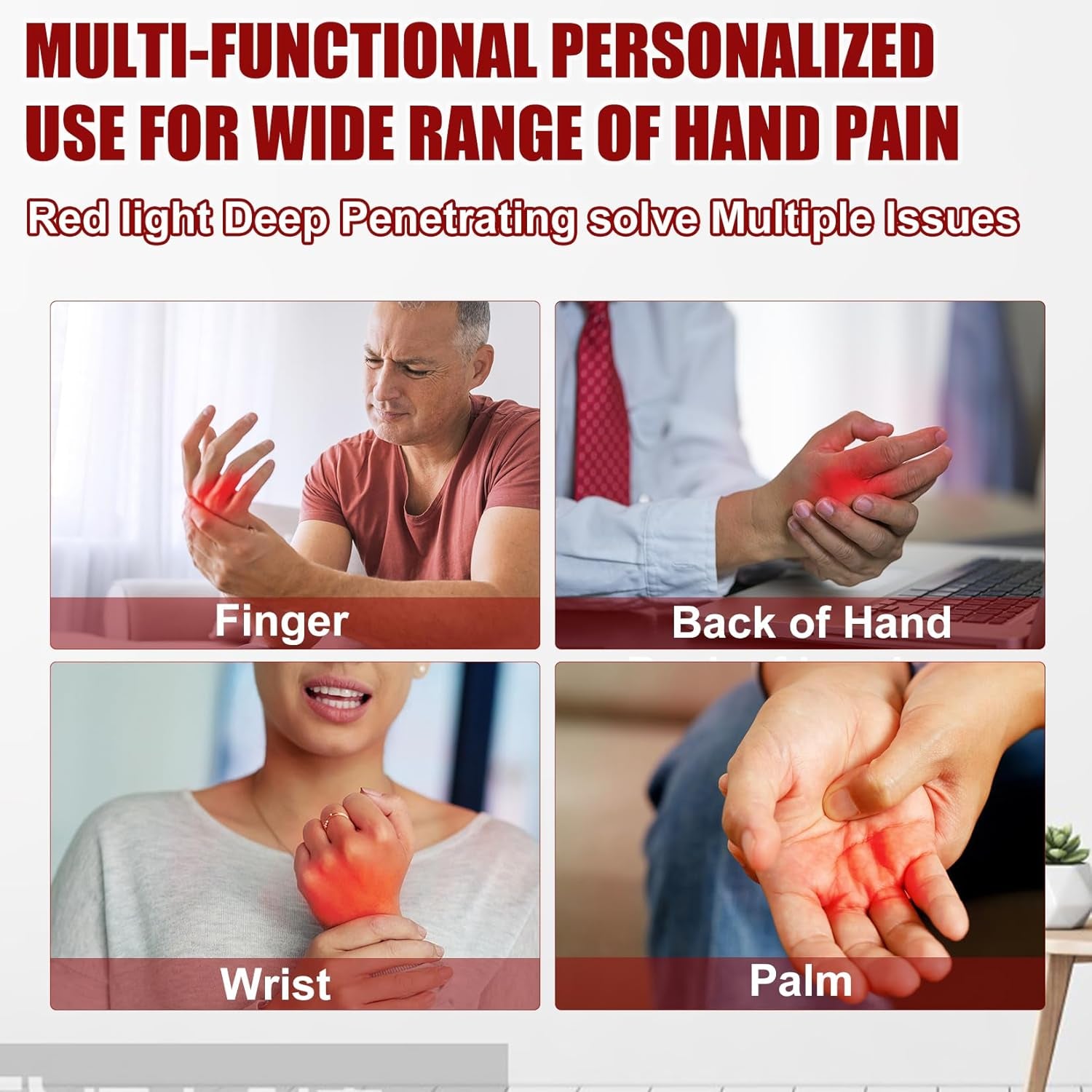 Cordless Red & Infrared Light Therapy for Hand Pain Relief Device with 660Nm Red 850Nm Infrared Light with 4000Mah Battery Portable Pad for Hands Fingers Wrist Joint Stiffness Treatment Gloves