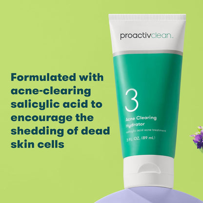 Clean Acne Clearing Hydrator- Gentle Daily Face Moisturizer for Women and Men- Salicylic Acid Acne Treatment Cream Facial Lotion with Hyaluronic Acid and Vitamin E- 3Oz