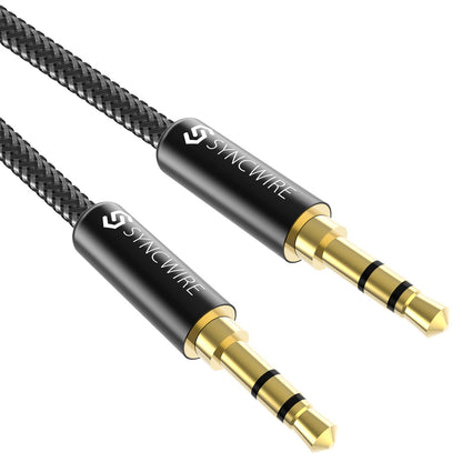 3.5Mm Nylon Braided Aux Cable (3.3Ft/1M,Hi-Fi Sound), Audio Auxiliary Input Adapter Male to Male AUX Cord for Headphones, Car, Home Stereos, Speaker, Iphone, Ipad, Ipod, Echo & More – Black