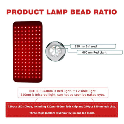 NEW 72 Leds Red Light Belt 660Nm&850Nm Infrared Light Therapy Pad for Body Fatigue Deep Therapy for Back Knee Hands Feet Relief