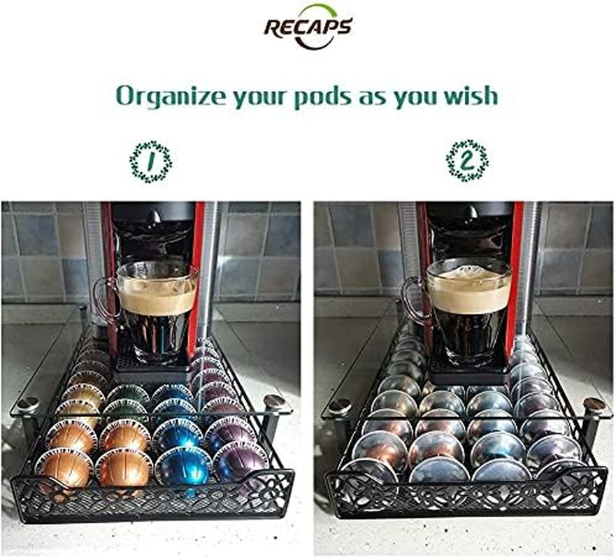 Coffee Pod Holder Kitchen Organizer Storage Holder Drawer Compatible with Nespresso Vertuoline Stores 40 Coffee Pods