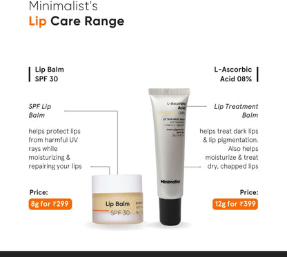 Lip Treatment Balm for Dark Lip Lightening and Hydration | Enriched with 8% L-Ascorbic Acid, Vitamin E 0.42 Oz / 12 g