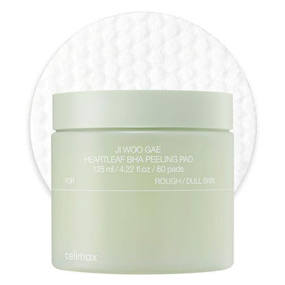 Ji.Woo.Gae Heartleaf BHA Peeling Pad | Pore Care, Exfoliating Double-Side Toner Pads, Facial Peels, Hydrating, Tea Tree, for Acne Prone & Breakouts, Christmas Gift, Stocking Stuffers (60Pads)