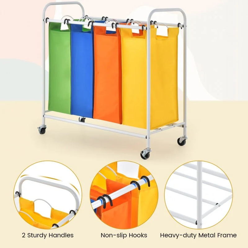 136L High-Capacity Four-Compartment Laundry Sorter