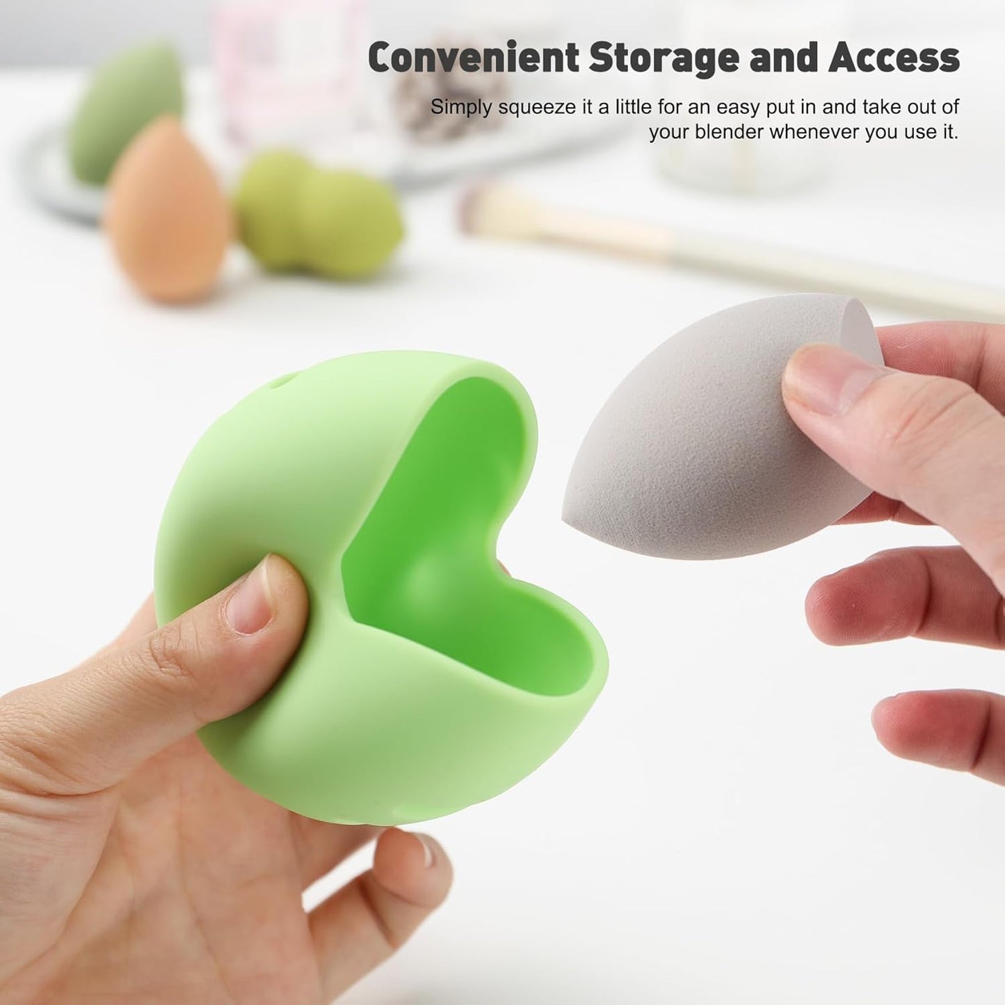 Breathable Silicone Makeup Sponge Case - Travel Beauty Blender Holder for Foundation Puff (Grass Green)