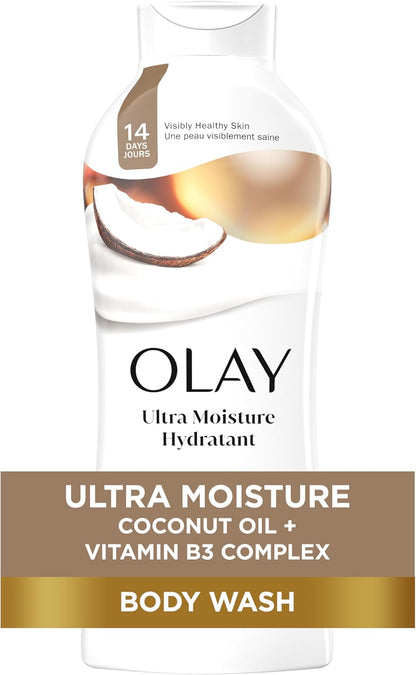 Ultra Moisture Coconut Oasis Body Wash, for Smooth and Healthy Looking Skin, Free from Parabens, 2.6 L Total (4 Count of 650 Ml Each)