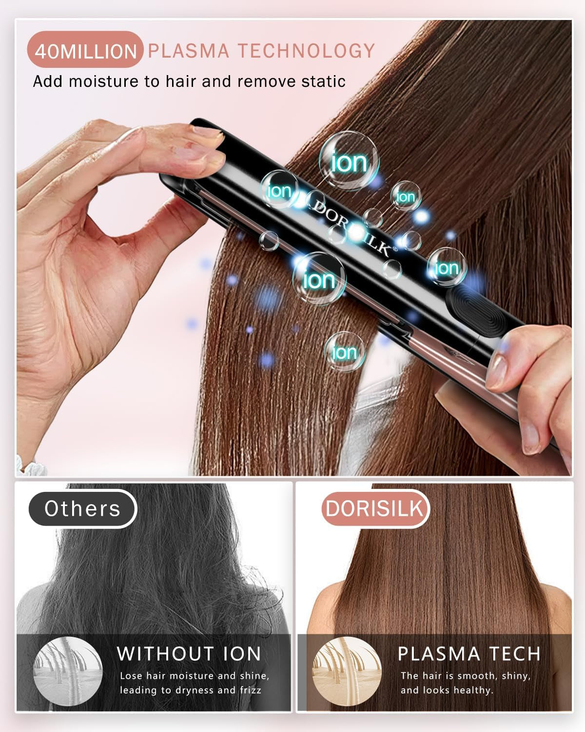500 Degree High Temp Professional Hair Straightener，30S Fast Heating Ceramic Flat Iron ，2 in 1 Hair Straightener and Curler，Plasma Flat Iron Get Frizz-Free ，Dual Voltage for Travel Using