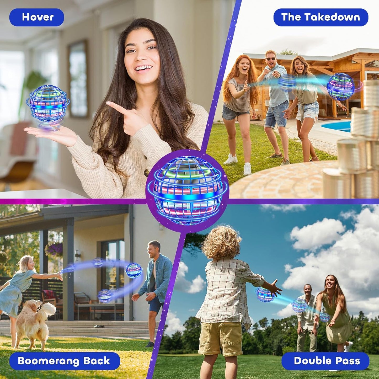 Flying Orb Ball Toys Soaring Hover Fidget Hand Controlled Mini Drone Cosmic Globe Spinning Kids Adults Outdoor Fly Toy Birthday Gift Cool Stuff for Boys Girls 6 7 8 9 10+ Year Old by  (Blue)
