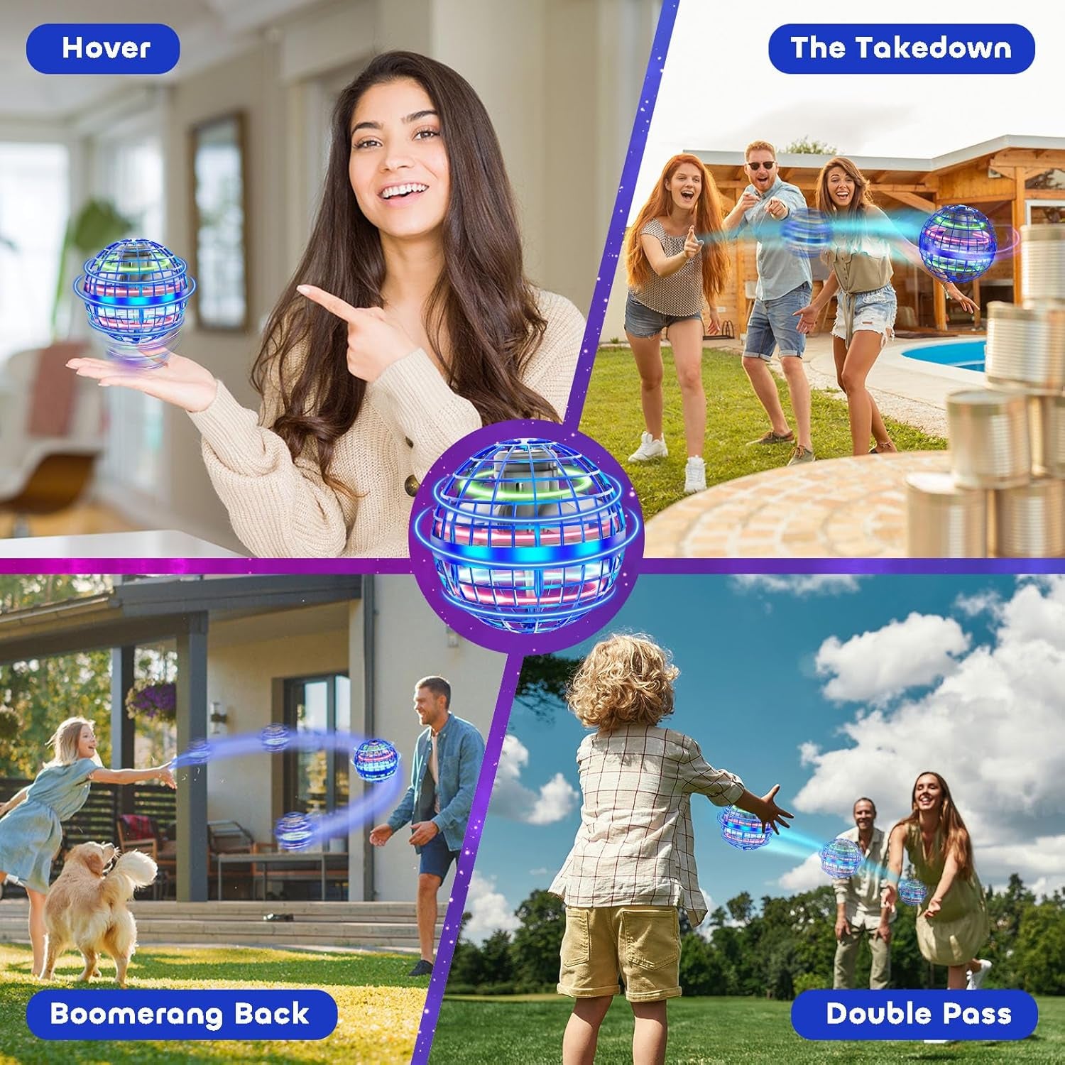 Flying Orb Ball Toys Soaring Hover Fidget Hand Controlled Mini Drone Cosmic Globe Spinning Kids Adults Outdoor Fly Toy Birthday Gift Cool Stuff for Boys Girls 6 7 8 9 10+ Year Old by  (Blue)