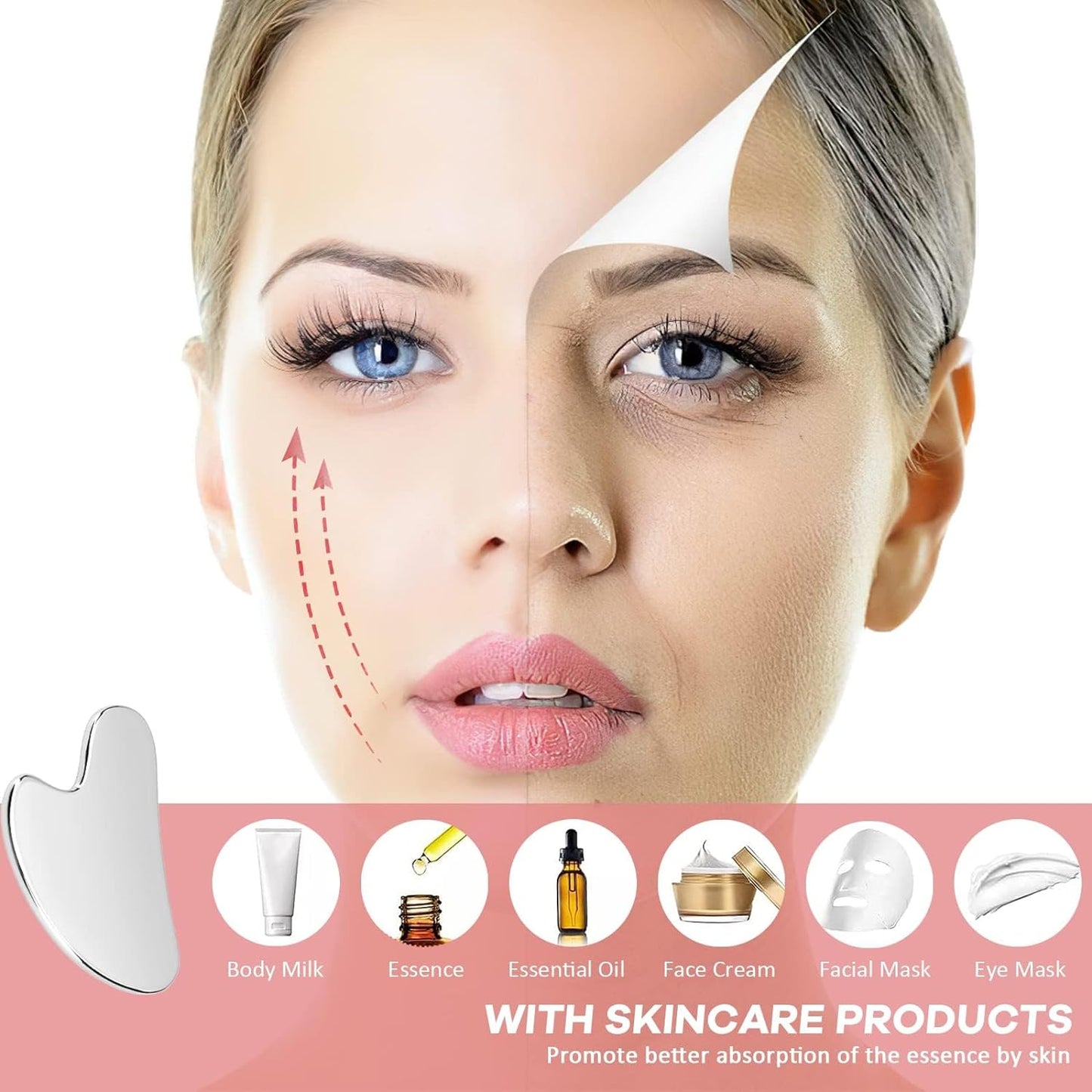 Gua Sha Tool for Lymphatic Drainage Massage - Stainless Steel 