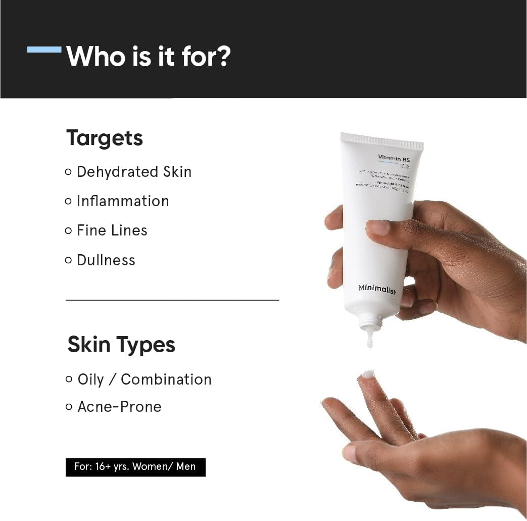 Oily Skin Moisturizer Gel for Face | 10% Vitamin B5 | Oil Free Lightweight | 1.7 Oz / 50 Gm