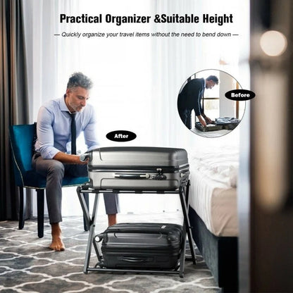 Set of 2 Metal Folding Luggage Racks for Suitcases