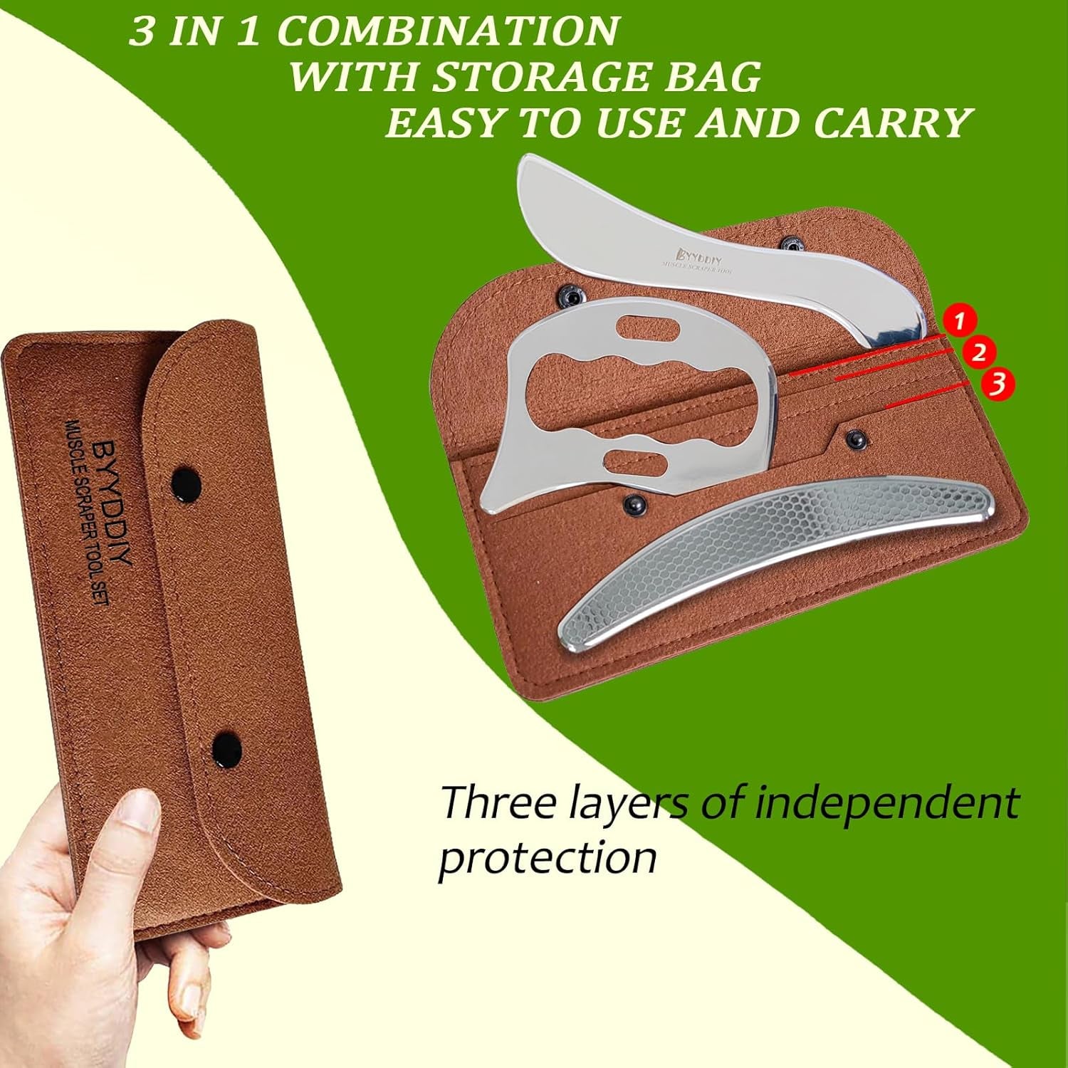 3 in 1 Stainless Steel Muscle Scraper Tools Set,Scraping Massage Tools for Physical Therapy,Derma Edge Massage Tool & Guasha Massage Scraper Tool,Iastm Tools,Guasha Tool for Body