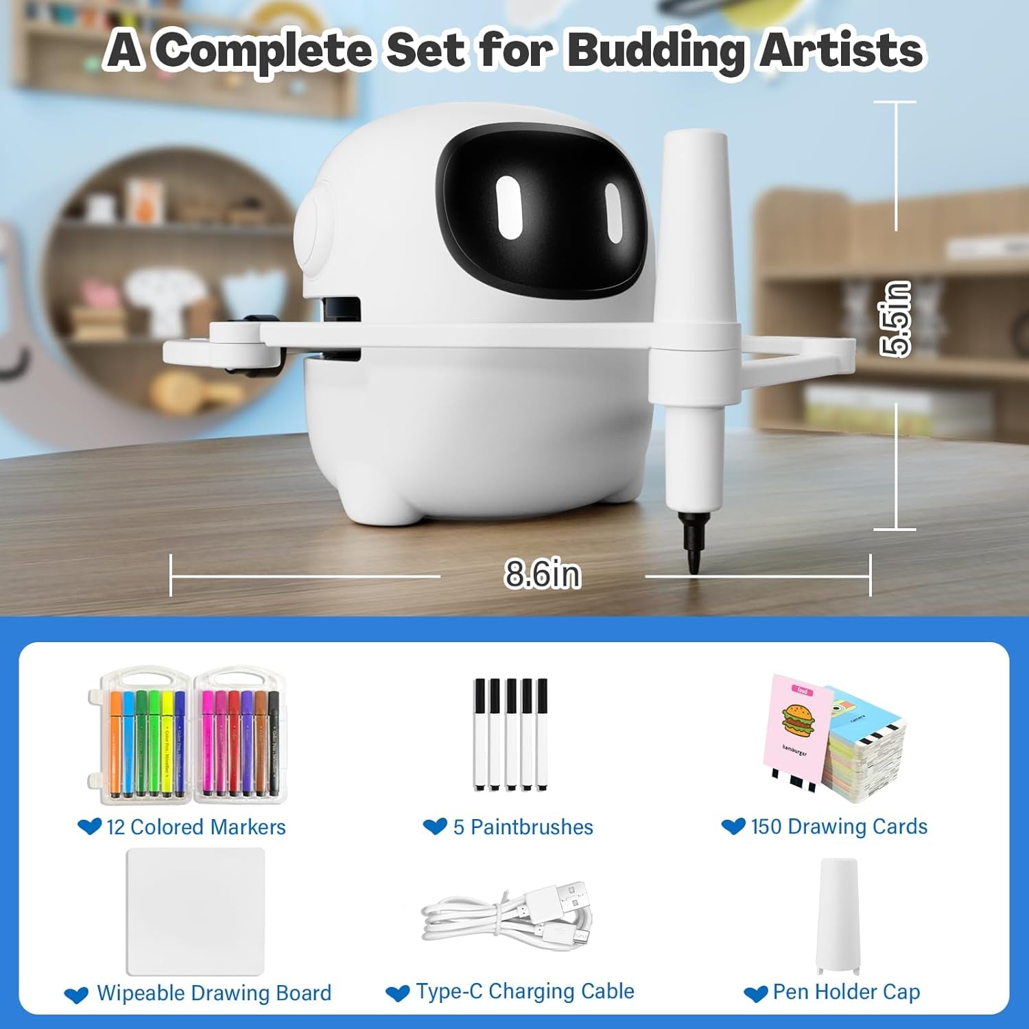 Drawing Robot Toy Voice Interactive Art Machine 150 Cards Kids Learning Toy
