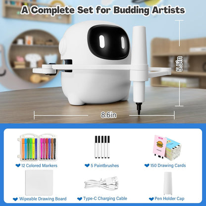 Drawing Robot Toy Voice Interactive Art Machine 150 Cards Kids Learning Toy