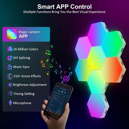 8 Pack Hexagon Lights Wall RGB Panel - Hexagonal Led Lights Room Decor Wall Lights Gifts for Men/Women Honeycomb Shape Panels Hexagon Gaming Night Lights for Bedroom Children